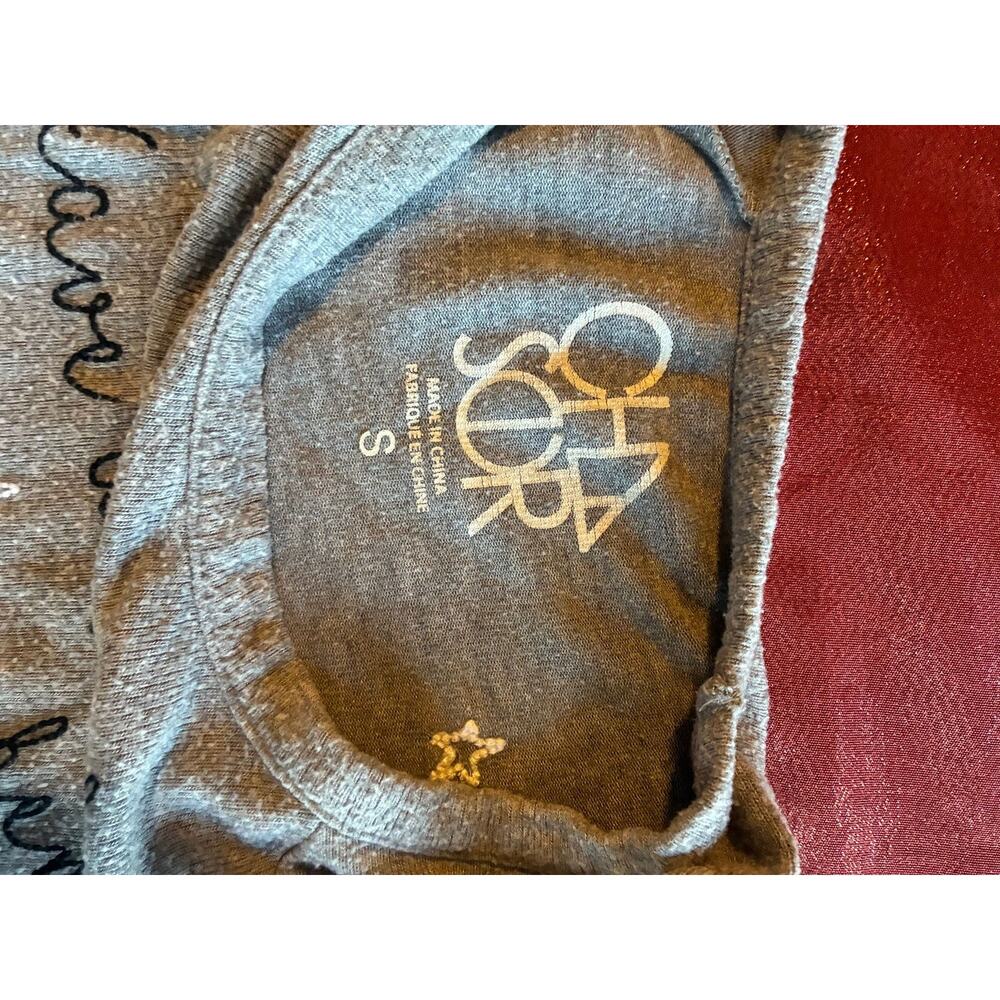 Cha Sor Sweatshirt Womens S Gray Heart Script Pullover Crewneck Long Sleeve